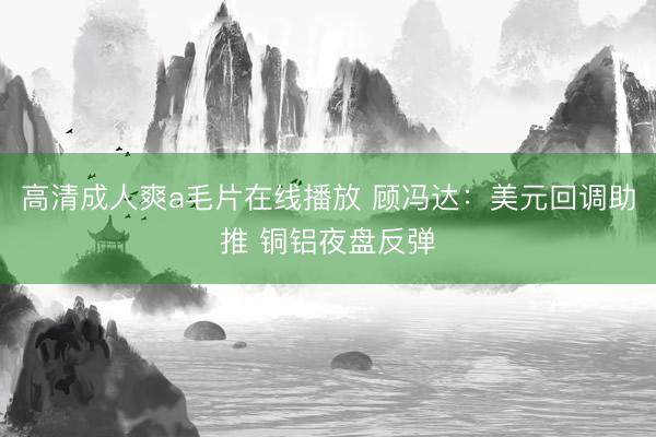 高清成人爽a毛片在线播放 顾冯达：美元回调助推 铜铝夜盘反弹