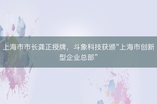 上海市市长龚正授牌，斗象科技获颁“上海市创新型企业总部”