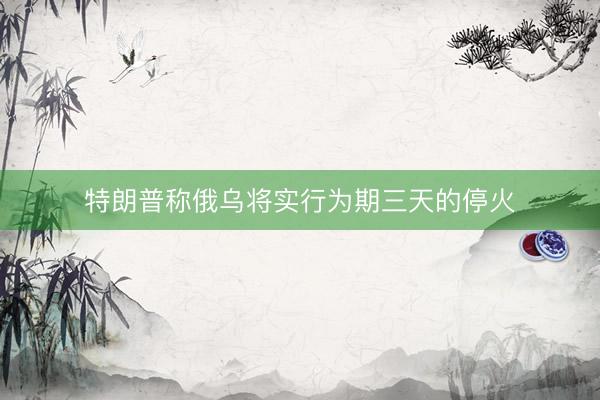 特朗普称俄乌将实行为期三天的停火