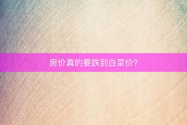 房价真的要跌到白菜价？