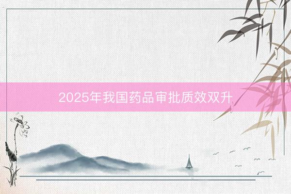 2025年我国药品审批质效双升