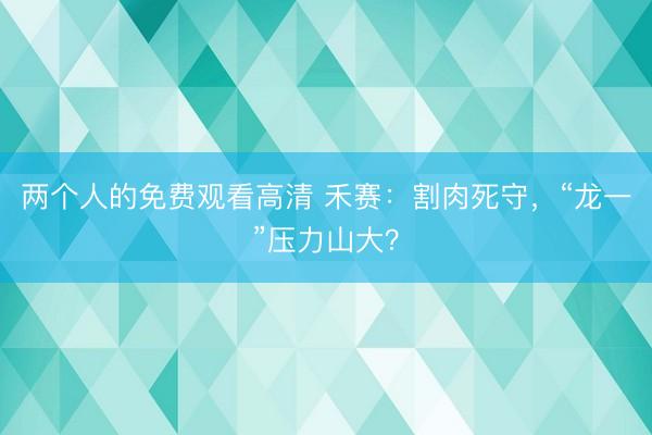 两个人的免费观看高清 禾赛：割肉死守，“龙一”压力山大？