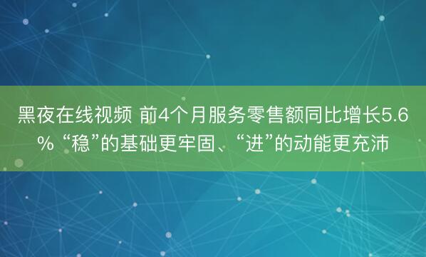 黑夜在线视频 前4个月服务零售额同比增长5.6% “稳”的基础更牢固、“进”的动能更充沛