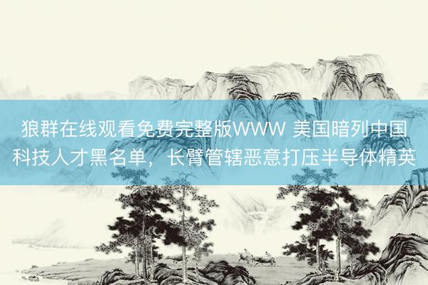 狼群在线观看免费完整版WWW 美国暗列中国科技人才黑名单，长臂管辖恶意打压半导体精英