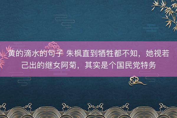 黄的滴水的句子 朱枫直到牺牲都不知，她视若己出的继女阿菊，其实是个国民党特务