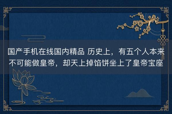 国产手机在线国内精品 历史上,有五个人本来不可能做皇帝,却天上掉馅饼坐上了皇帝宝座