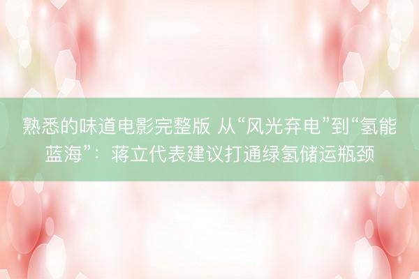 熟悉的味道电影完整版 从“风光弃电”到“氢能蓝海”：蒋立代表建议打通绿氢储运瓶颈