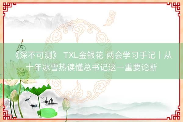 《深不可测》 TXL金银花 两会学习手记丨从十年冰雪热读懂总书记这一重要论断
