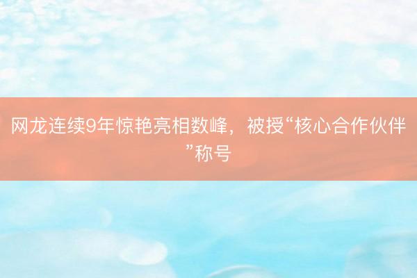 网龙连续9年惊艳亮相数峰，被授“核心合作伙伴”称号