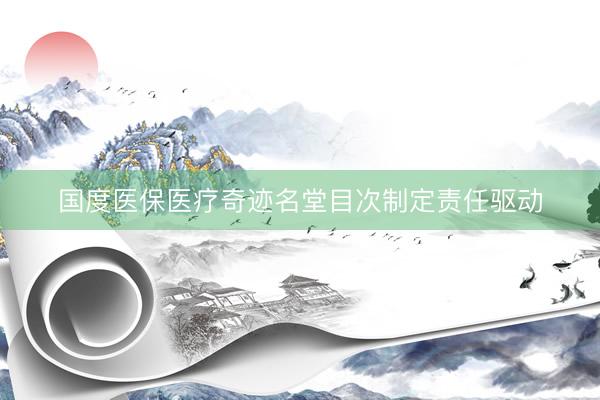 国度医保医疗奇迹名堂目次制定责任驱动