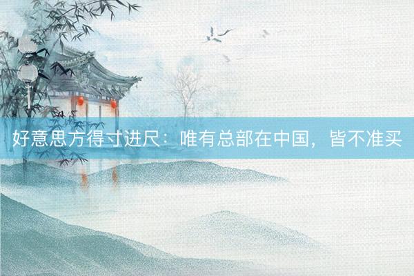 好意思方得寸进尺：唯有总部在中国，皆不准买