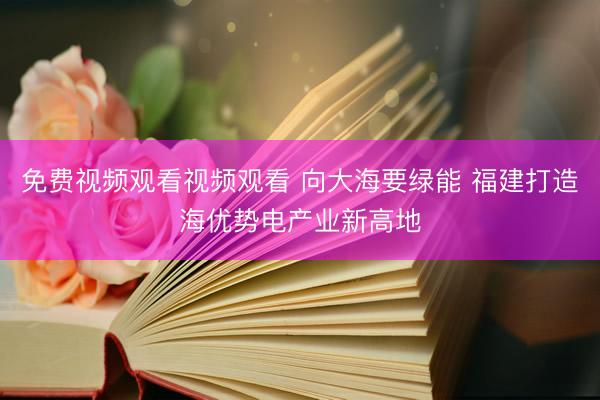 免费视频观看视频观看 向大海要绿能 福建打造海优势电产业新高地