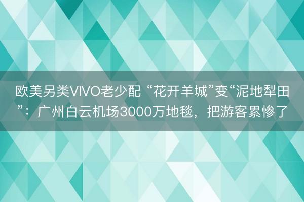 欧美另类VIVO老少配 “花开羊城”变“泥地犁田”：广州白云机场3000万地毯，把游客累惨了