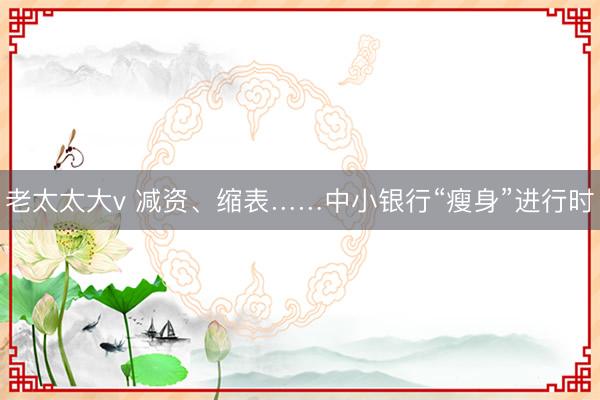 老太太大v 减资、缩表……中小银行“瘦身”进行时
