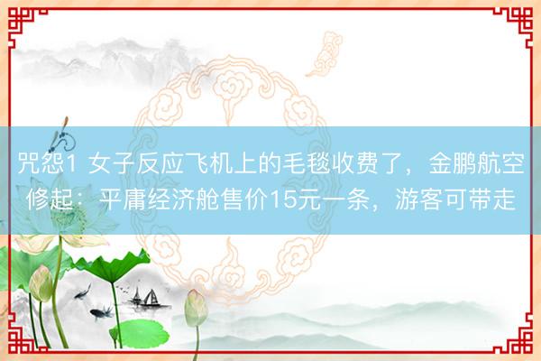 咒怨1 女子反应飞机上的毛毯收费了，金鹏航空修起：平庸经济舱售价15元一条，游客可带走