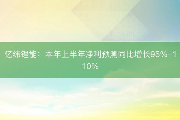 亿纬锂能：本年上半年净利预测同比增长95%-110%