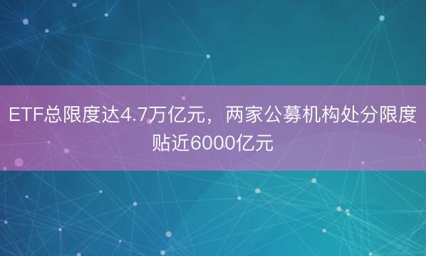 ETF总限度达4.7万亿元，两家公募机构处分限度贴近6000亿元