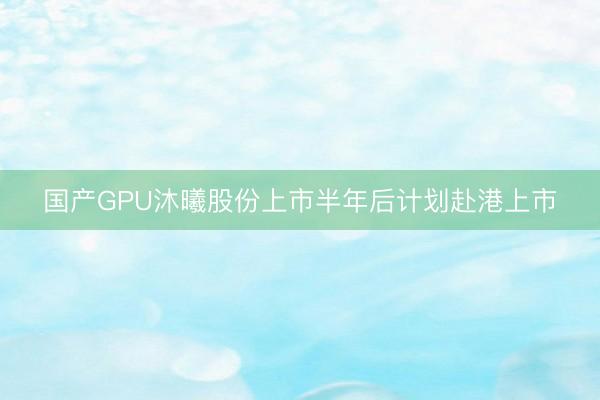 国产GPU沐曦股份上市半年后计划赴港上市