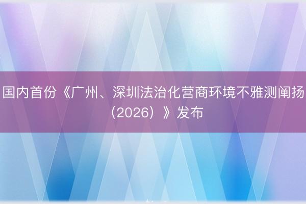 国内首份《广州、深圳法治化营商环境不雅测阐扬（2026）》发布